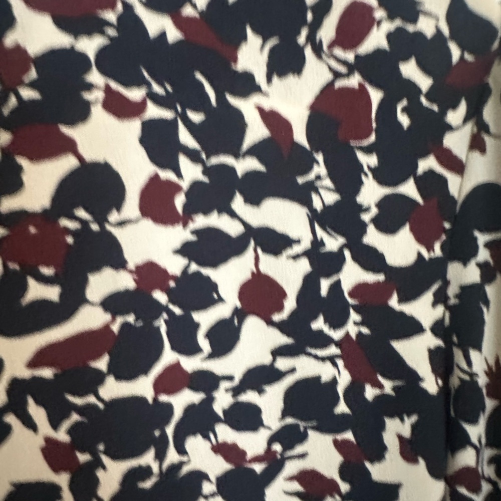 LOFT Navy and Cream Leaf Print Blouse - Picture 5 of 6